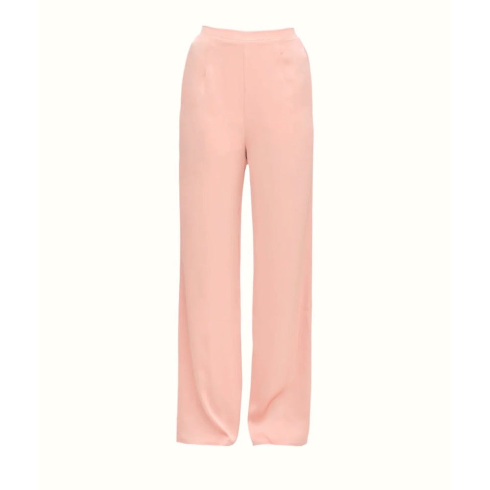 Andrea Iyamah Pants Uchi Peach Wide Leg Satin High Waist Trousers XS US 4 New